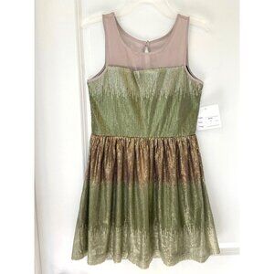 12 NEW Elisa B Green & Gold Gorgeous Tween Sequined Dress Holidays Christmas